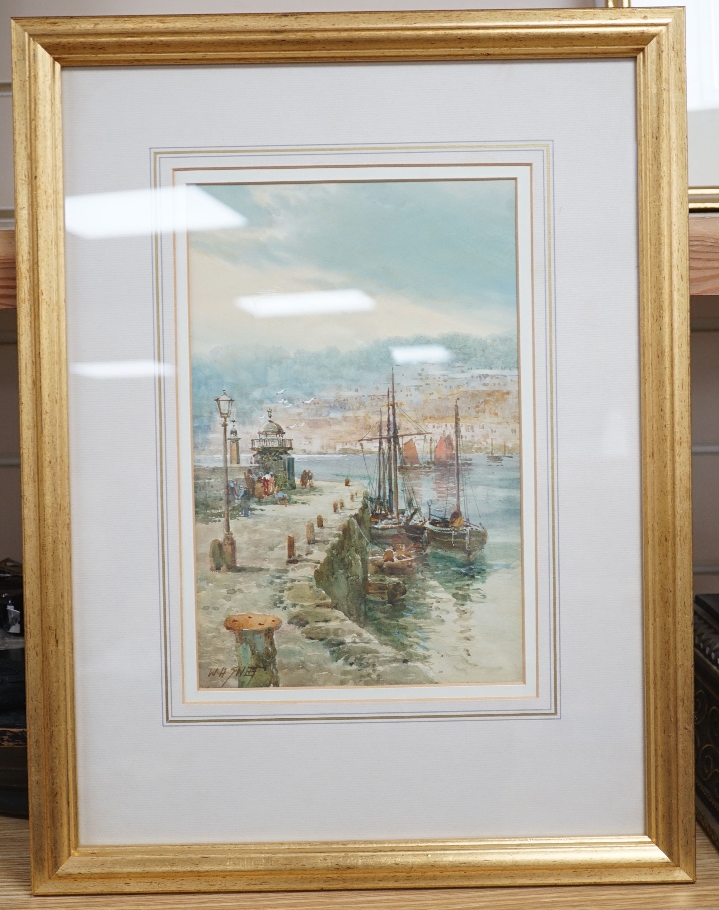 Walter H. Sweet (1890-1943), Fishing boats at Newlyn, watercolour, signed, 27 x 18cm